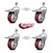 Service Caster 4 Inch Maroon Polyurethane Swivel 1/2 Inch Stem Caster Set with Total Lock Brake SCC-TSTTL20S414-PPUB-MRN-121315-4 - alternate 2